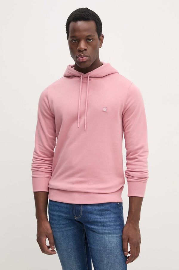 Calvin Klein Jeans Dukserica Calvin Klein Jeans za muškarce, boja: ružičasta, s kapuljačom, bez uzorka, J30J325149