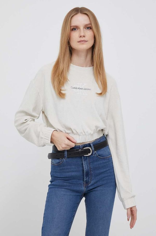 Calvin Klein Jeans Dukserica Calvin Klein Jeans za žene, boja: bež, glatka