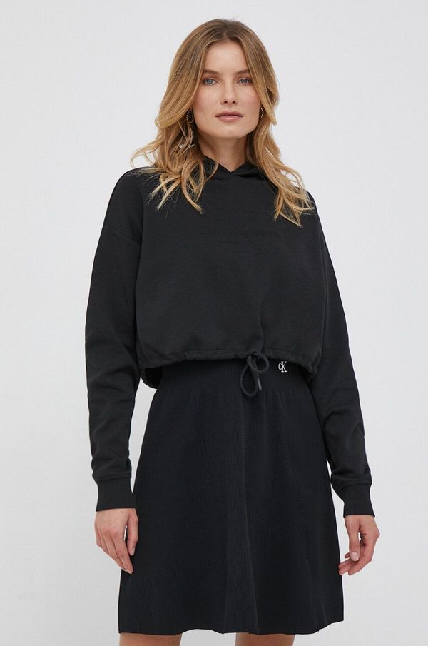 Calvin Klein Jeans Dukserica Calvin Klein Jeans za žene, boja: crna, s kapuljačom, s tiskom