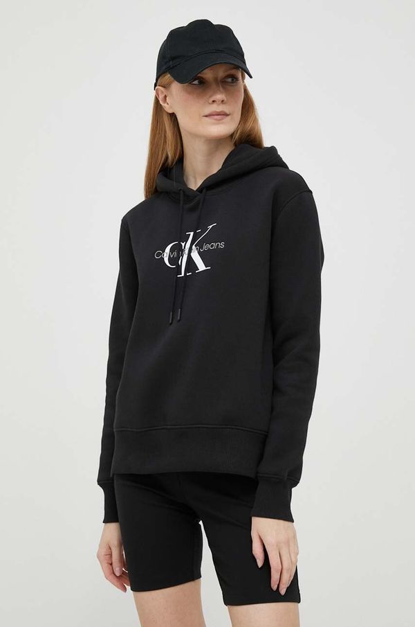 Calvin Klein Jeans Dukserica Calvin Klein Jeans za žene, boja: crna, s kapuljačom, s tiskom