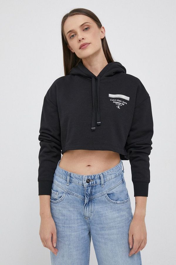 Calvin Klein Jeans Dukserica Calvin Klein Jeans za žene, boja: crna, s kapuljačom, s tiskom