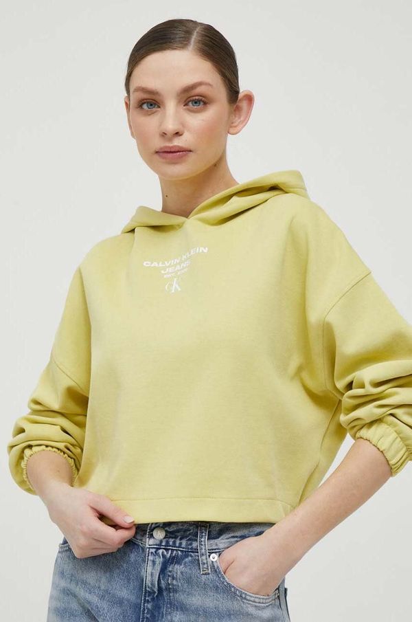 Calvin Klein Jeans Dukserica Calvin Klein Jeans za žene, boja: zelena, s kapuljačom, s tiskom