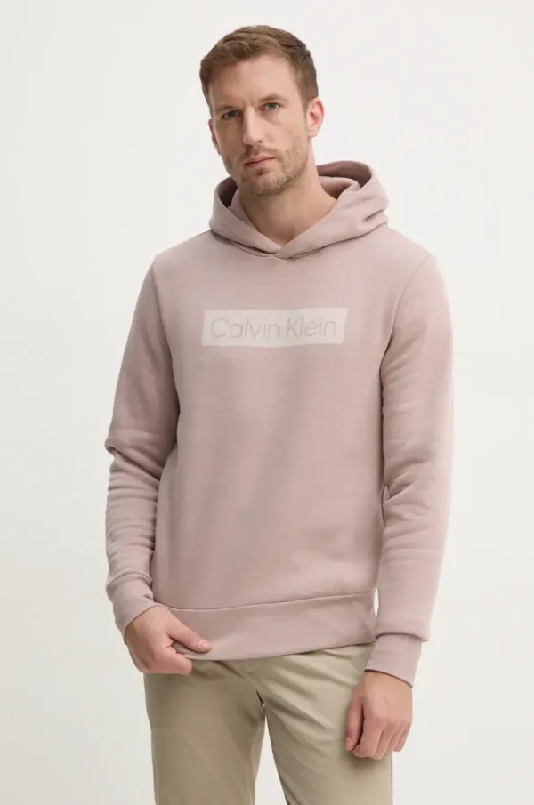Calvin Klein Dukserica Calvin Klein za muškarce, boja: ružičasta, s kapuljačom, s tiskom, K10K113552