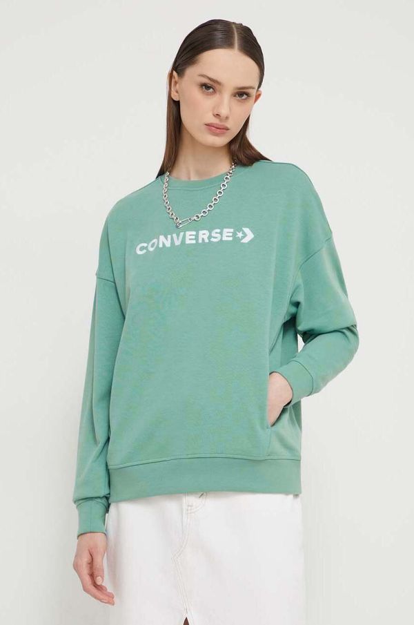Converse Dukserica Converse za žene, boja: zelena, s aplikacijom