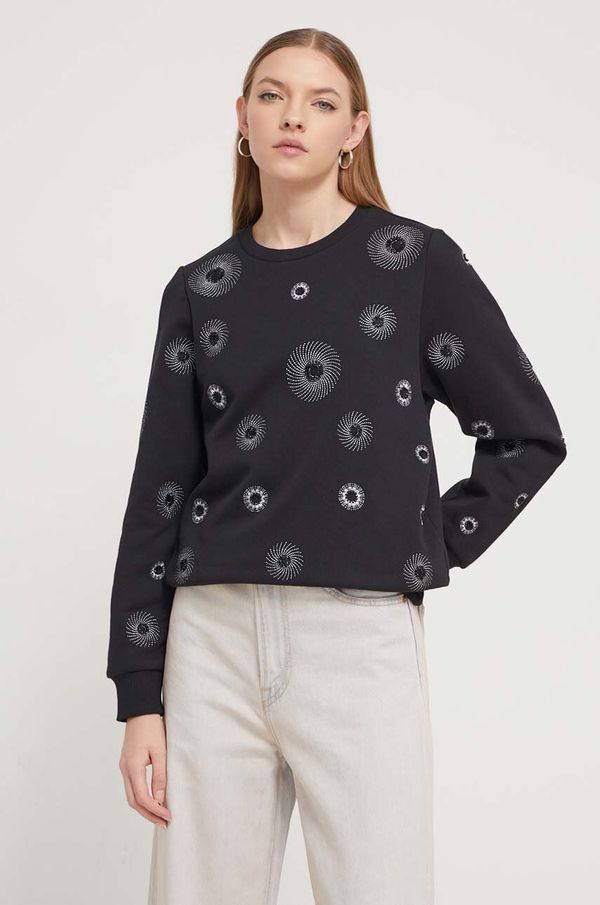 Desigual Dukserica Desigual za žene, boja: crna, s aplikacijom