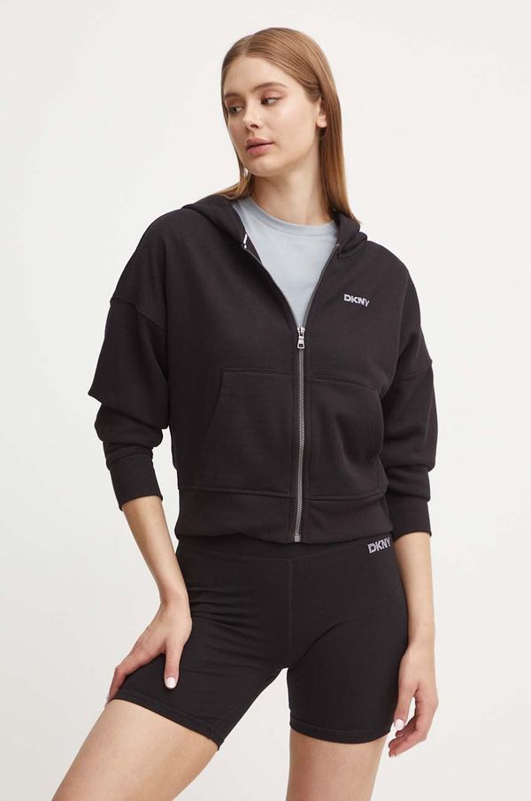 DKNY Dukserica Dkny za žene, boja: crna, s kapuljačom, melanž, DP4J9489