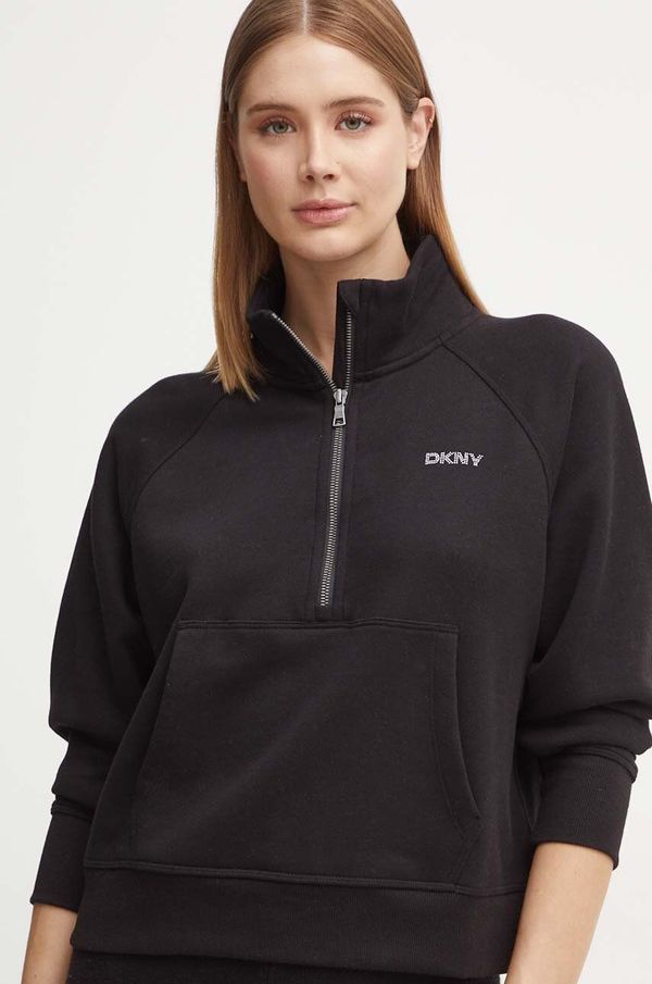 DKNY Dukserica Dkny za žene, boja: crna, s kapuljačom, s aplikacijom, DP4T9993