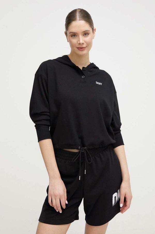 DKNY Dukserica Dkny za žene, boja: crna, s kapuljačom, s aplikacijom