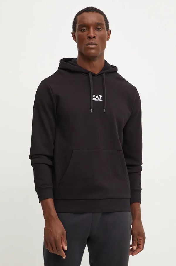 EA7 Emporio Armani Dukserica EA7 Emporio Armani za muškarce, boja: crna, s kapuljačom, s tiskom, PJVTZ.8NPM37