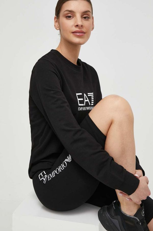 EA7 Emporio Armani Dukserica EA7 Emporio Armani za žene, boja: crna, s tiskom