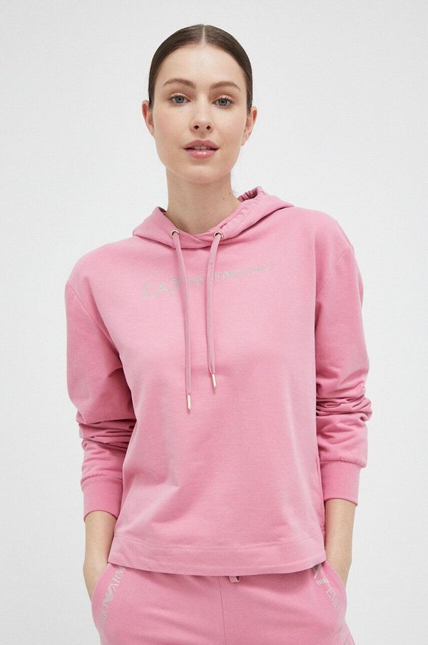 EA7 Emporio Armani Dukserica EA7 Emporio Armani za žene, boja: ružičasta, s kapuljačom, s tiskom
