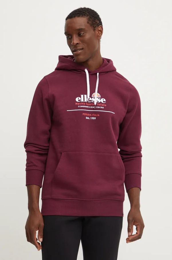 Ellesse Dukserica Ellesse MVELLO za muškarce, boja: bordo, s kapuljačom, s tiskom, SHX20948