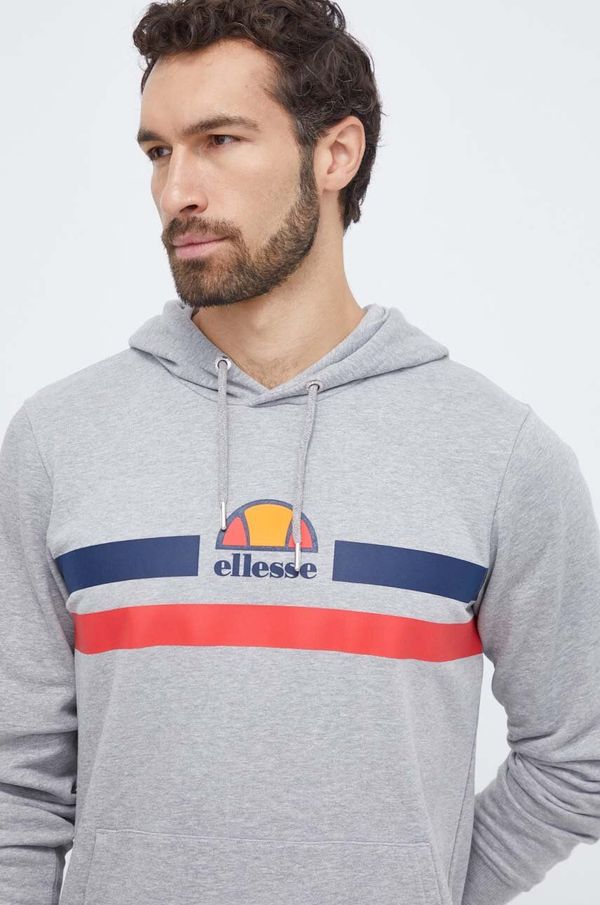 Ellesse Dukserica Ellesse za muškarce, boja: siva, s kapuljačom, s tiskom