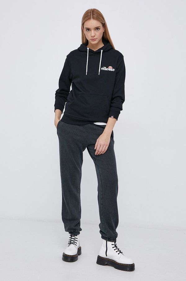 Ellesse Dukserica Ellesse za žene, boja: crna, s kapuljačom, s aplikacijom, SGS08848-011