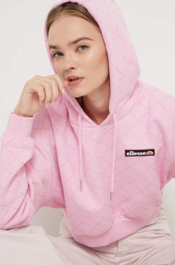 Ellesse Dukserica Ellesse za žene, boja: ružičasta, s kapuljačom, s uzorkom