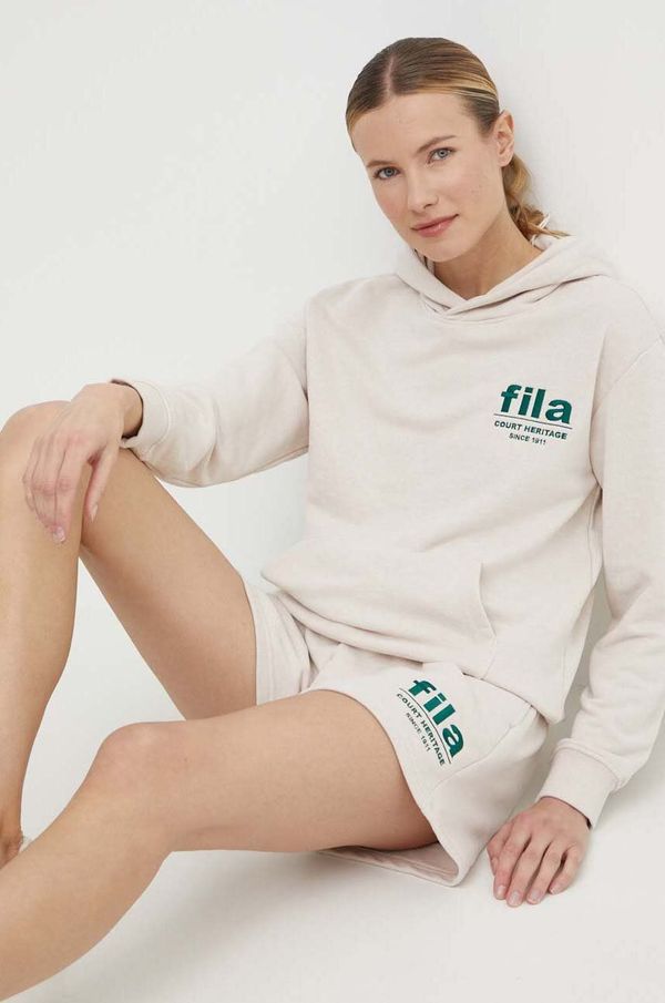 Fila Dukserica Fila Lima za žene, boja: bež, s kapuljačom, s aplikacijom, FAW0737