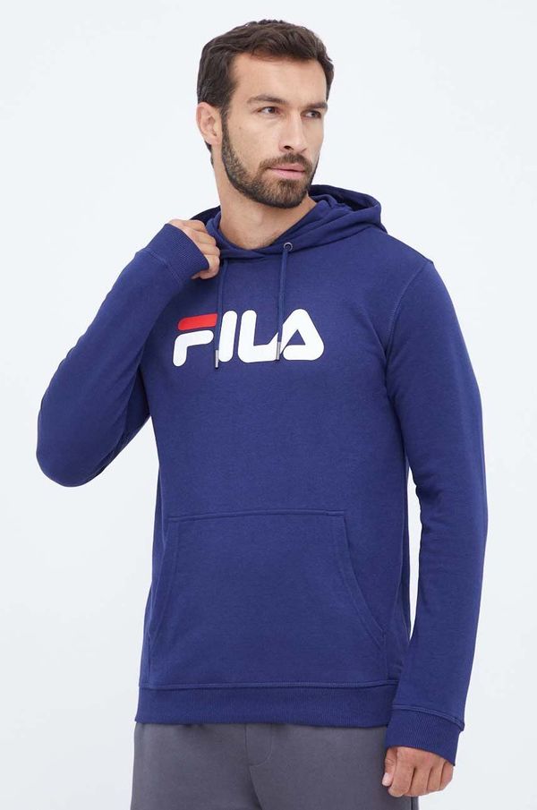 Fila Dukserica Fila za muškarce, boja: tamno plava, s kapuljačom, s tiskom