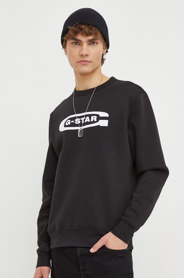 G-Star Raw Dukserica G-Star Raw za muškarce, boja: crna, s tiskom
