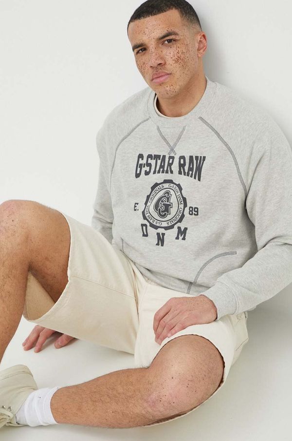 G-Star Raw Dukserica G-Star Raw za muškarce, boja: siva, s tiskom