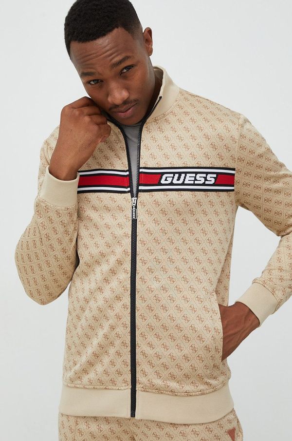 Guess Dukserica Guess KORBIN za muškarce, boja: bež, s uzorkom, Z2BQ06 FL04Q
