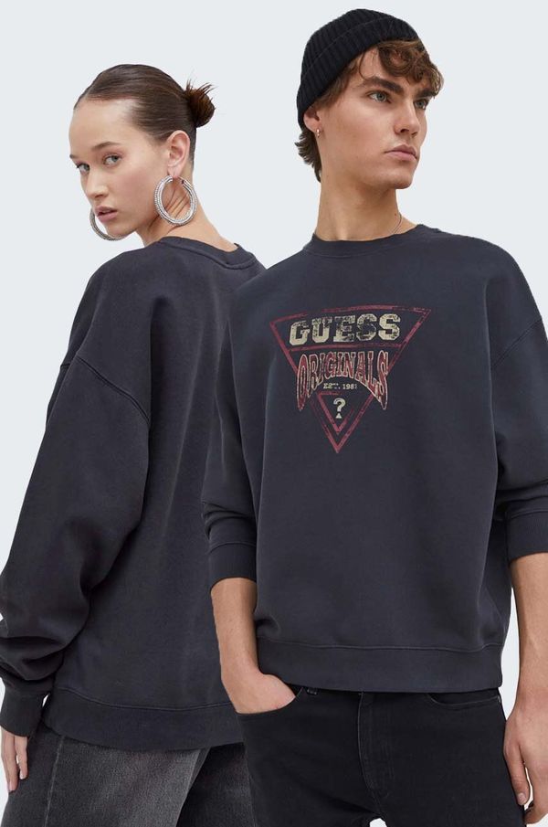 Guess Originals Dukserica Guess Originals boja: siva, s tiskom
