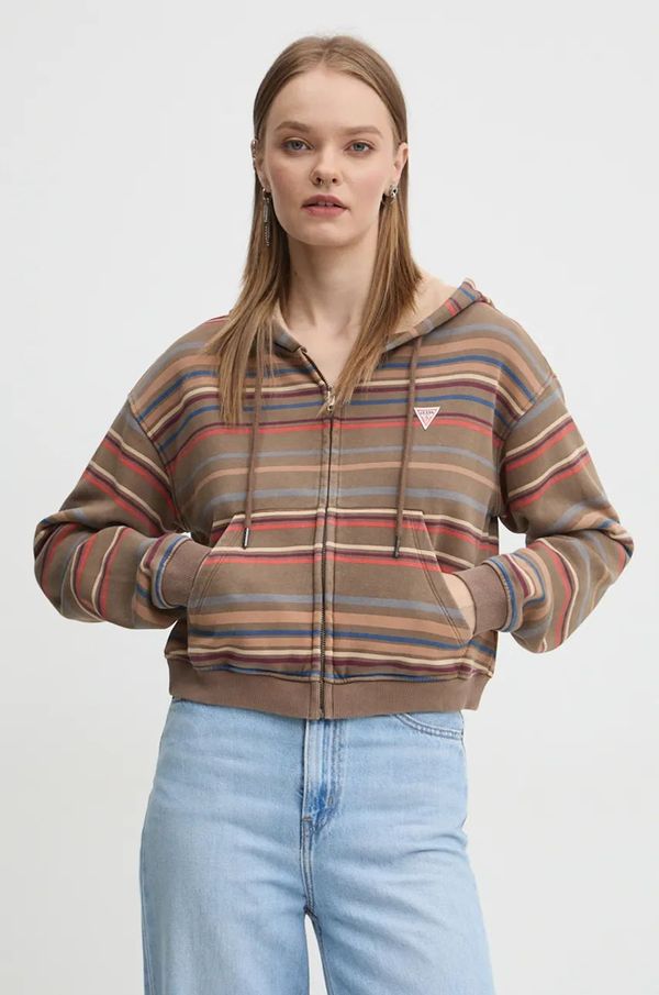 Guess Originals Dukserica Guess Originals za žene, boja: smeđa, s kapuljačom, s uzorkom, W4BQ00 KC811