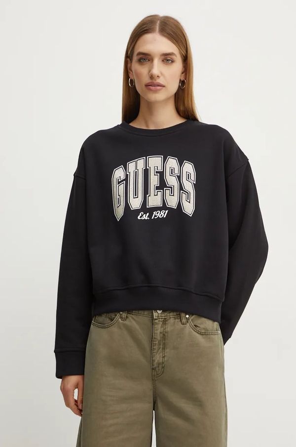 Guess Dukserica Guess za žene, boja: crna, s aplikacijom, W4BQ10 KBY51