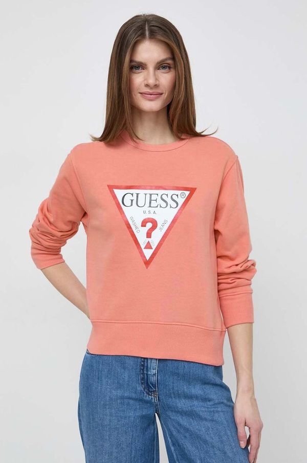 Guess Dukserica Guess za žene, boja: narančasta, s tiskom
