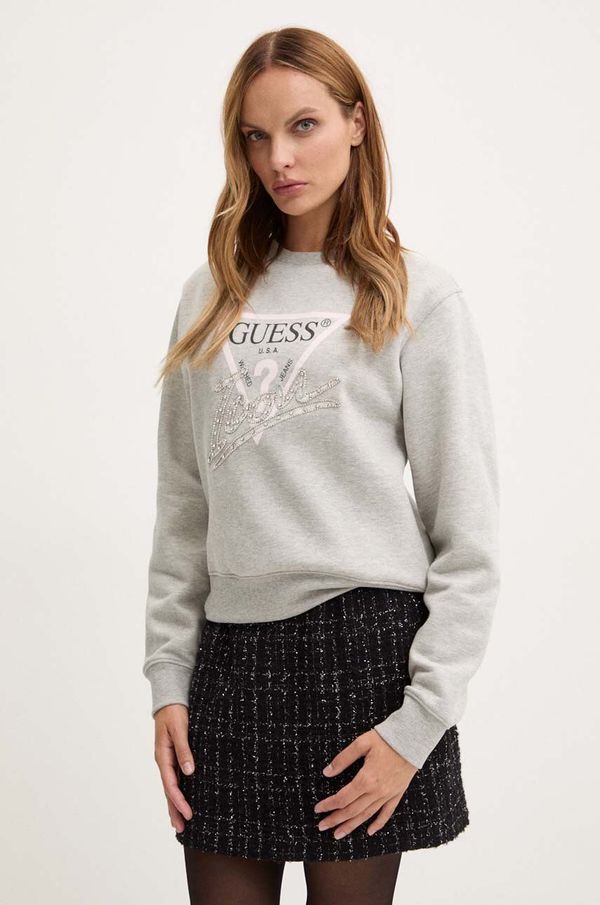 Guess Dukserica Guess za žene, boja: siva, s aplikacijom, W4YQ25 KB681