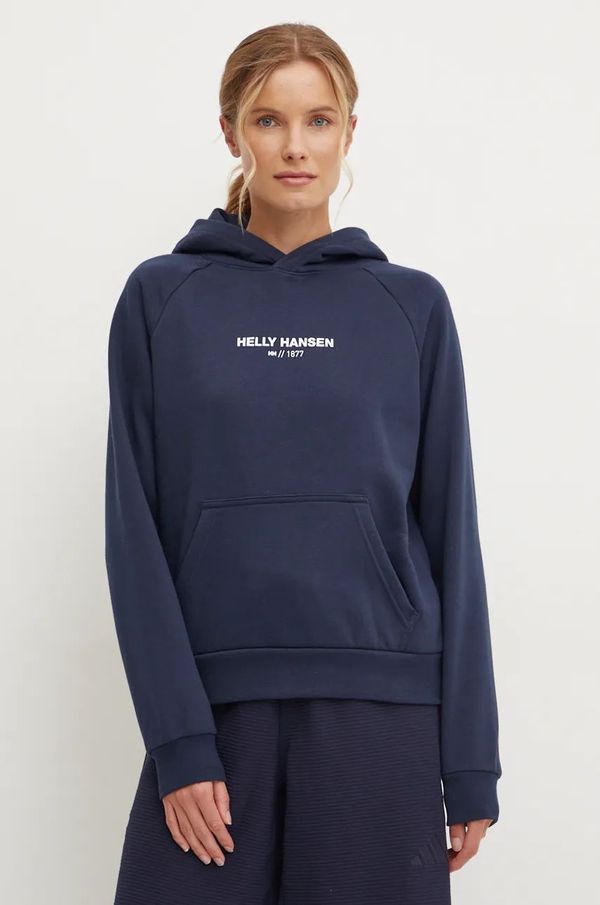 Helly Hansen Dukserica Helly Hansen COTTTON FLEECE za žene, boja: tamno plava, s kapuljačom, bez uzorka, 54161