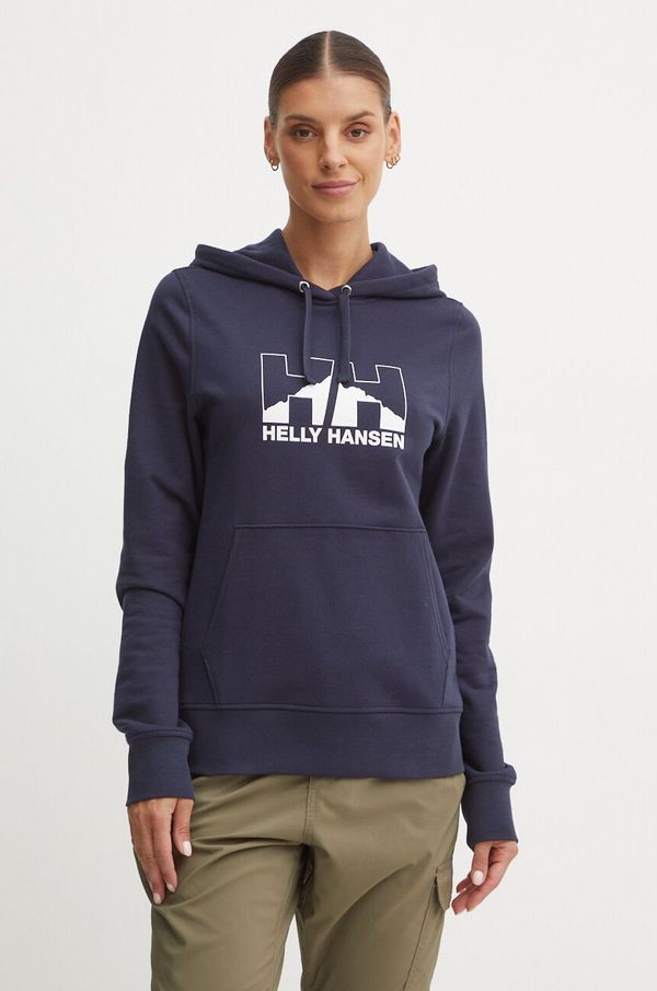 Helly Hansen Dukserica Helly Hansen NORD GRAPHIC za žene, boja: tamno plava, s kapuljačom, s tiskom, 62981