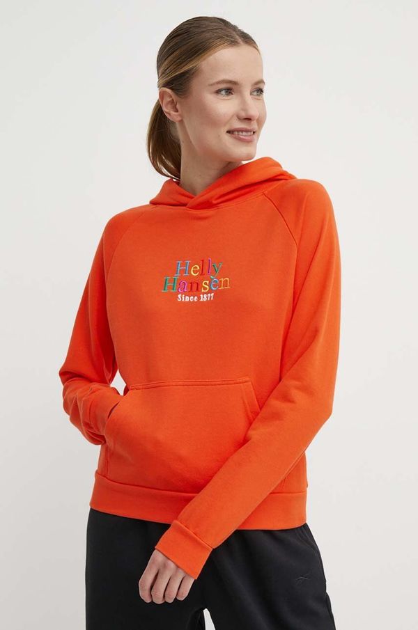 Helly Hansen Dukserica Helly Hansen za žene, boja: narančasta, s kapuljačom, s aplikacijom, 54239