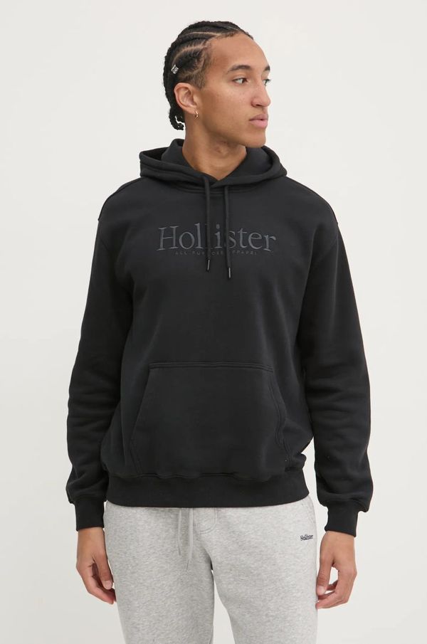 Hollister Co. Dukserica Hollister Co. za muškarce, boja: crna, s kapuljačom, s aplikacijom, KI322-4140