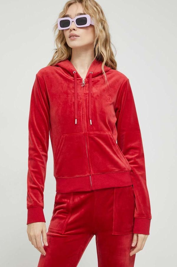 Juicy Couture Dukserica Juicy Couture Robertson za žene, boja: crvena, s kapuljačom, glatka