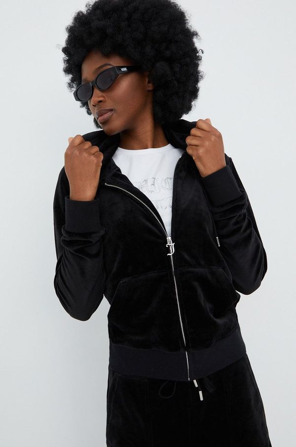 Juicy Couture Dukserica Juicy Couture za žene, boja: crna, s kapuljačom, glatka