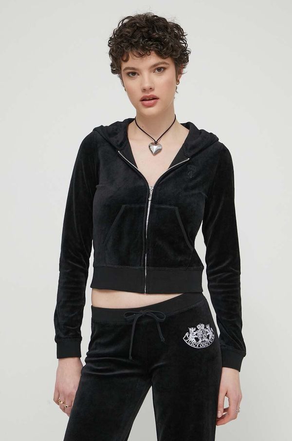 Juicy Couture Dukserica Juicy Couture za žene, boja: crna, s kapuljačom, s aplikacijom