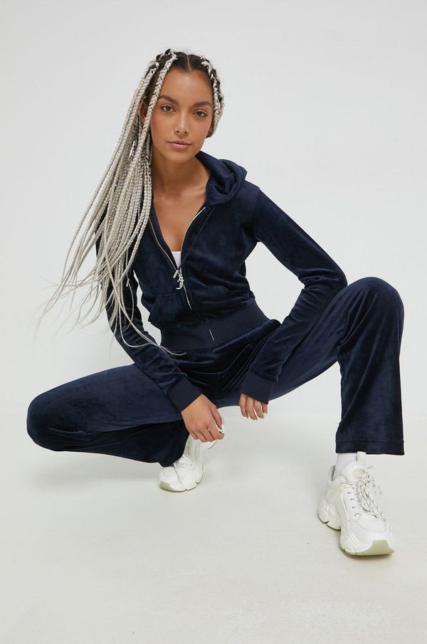 Juicy Couture Dukserica Juicy Couture za žene, boja: tamno plava, s kapuljačom, glatka