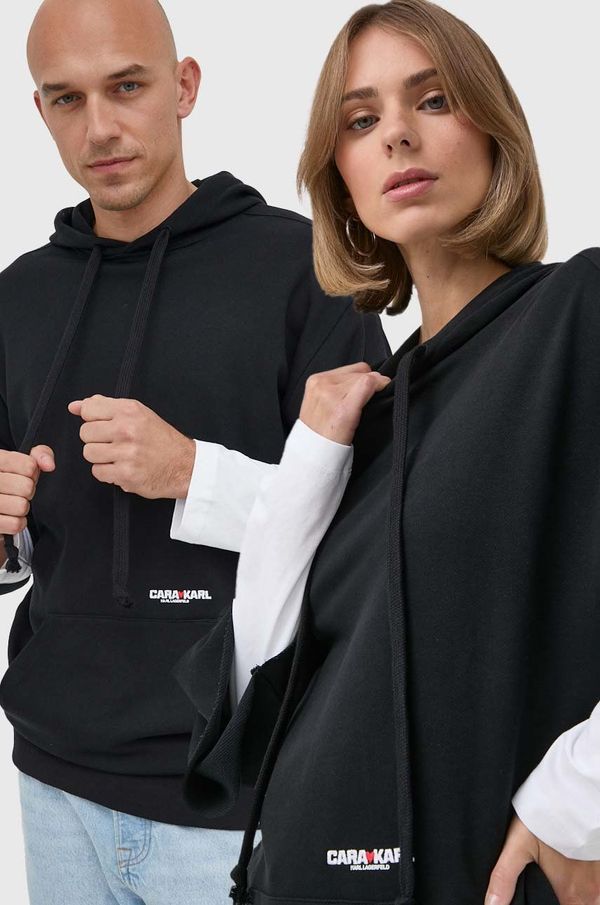 Karl Lagerfeld Dukserica Karl Lagerfeld Karl Lagerfeld x Cara Delevingne unisex, boja: crna, s kapuljačom, s aplikacijom