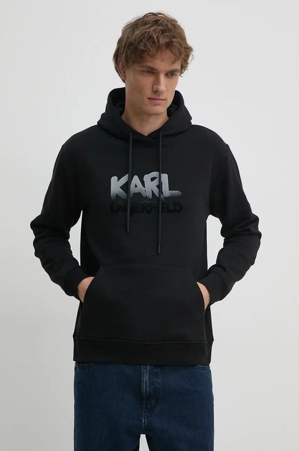 Karl Lagerfeld Dukserica Karl Lagerfeld za muškarce, boja: crna, s kapuljačom, s tiskom, 544942.705064