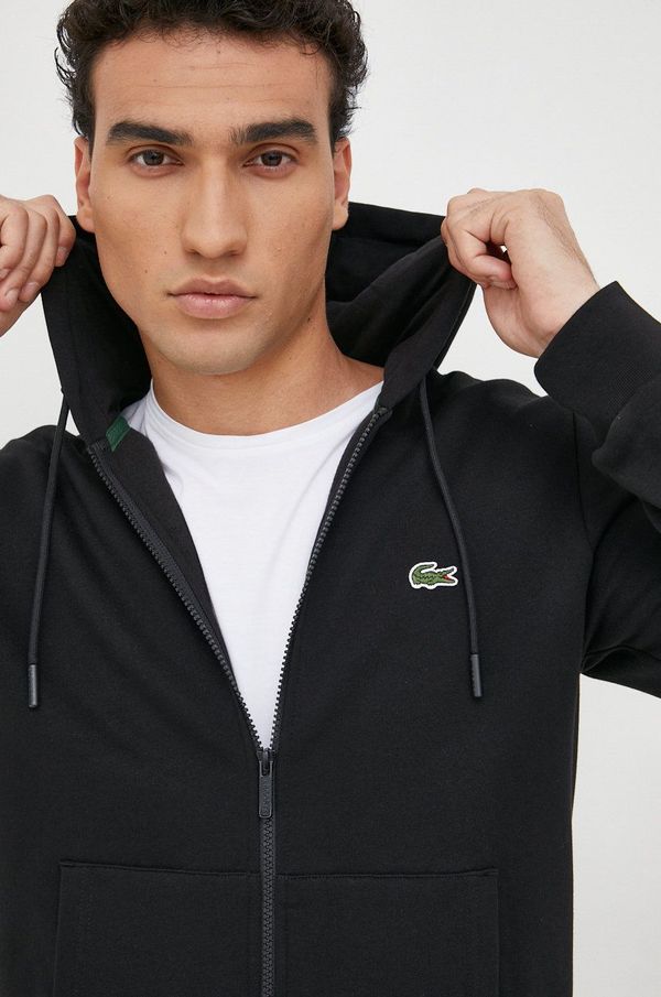 Lacoste Dukserica Lacoste za muškarce, boja: crna, s kapuljačom, glatka