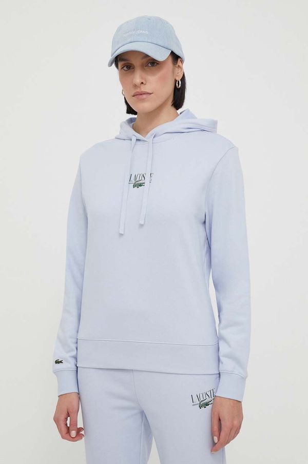 Lacoste Dukserica Lacoste za žene, boja: crna, s kapuljačom, s tiskom
