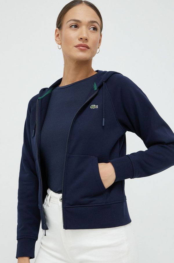 Lacoste Dukserica Lacoste za žene, boja: tamno plava, s kapuljačom, glatka