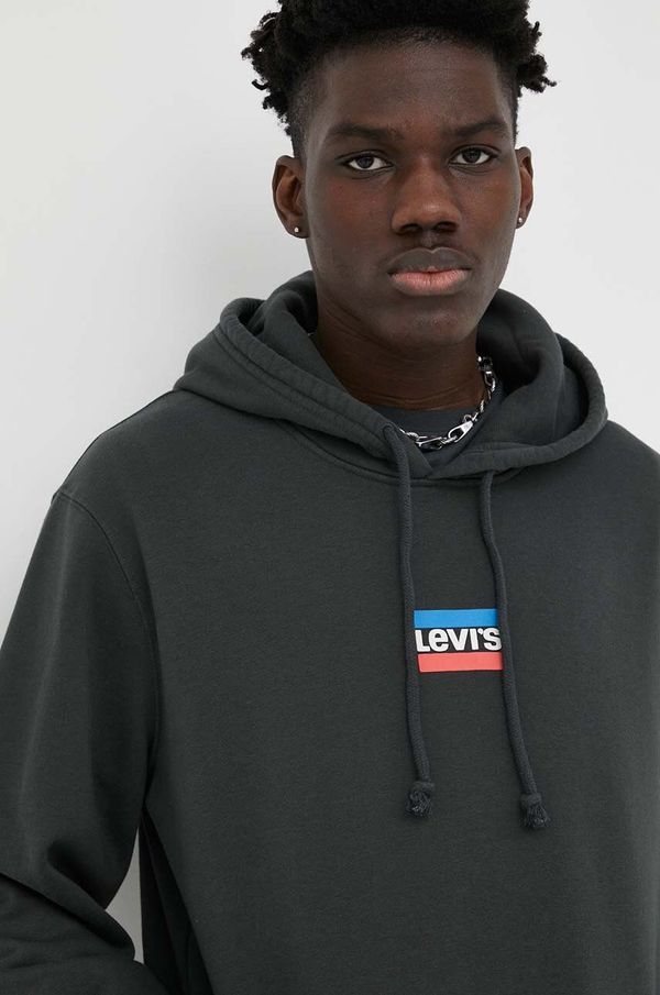 Levi's Dukserica Levi's za muškarce, boja: crna, s kapuljačom, s tiskom