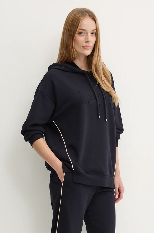 Max Mara Leisure Dukserica Max Mara Leisure za žene, boja: tamno plava, s kapuljačom, s aplikacijom, 2426926038600