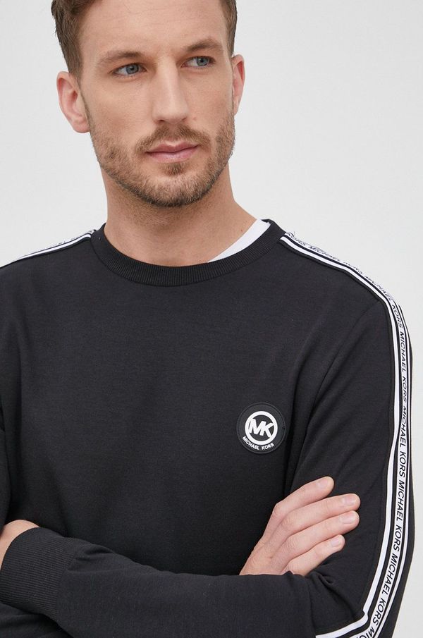 Michael Kors Dukserica Michael Kors za muškarce, boja: crna, s kapuljačom, s aplikacijom