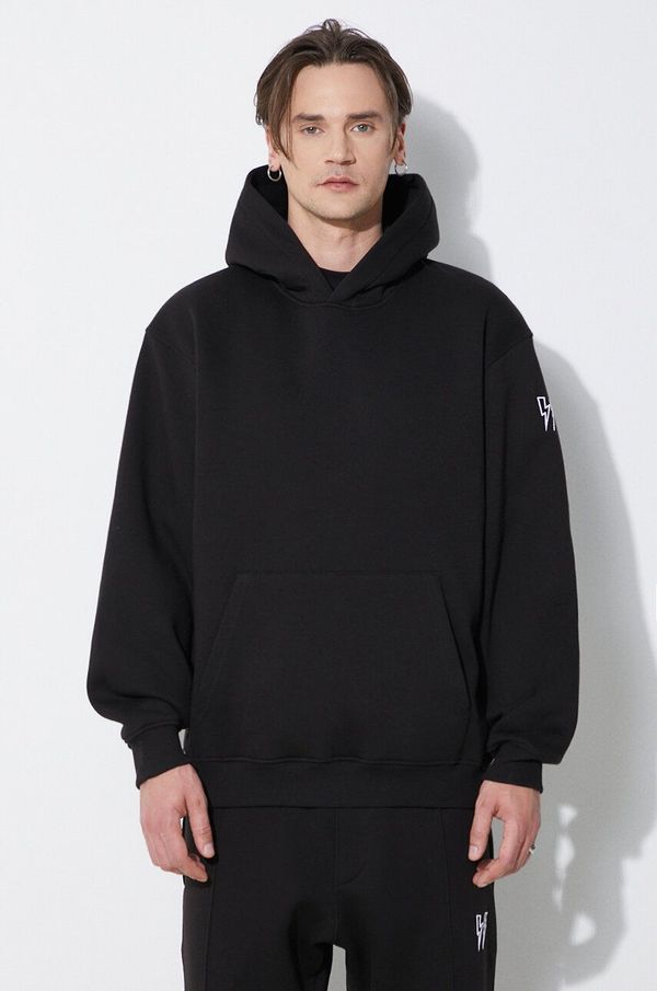 Neil Barrett Dukserica Neil Barrett Easy Drop Shoulder Double Bolts Hoodie za muškarce, boja: crna, s kapuljačom, bez uzorka, MY72212R-Y514-001N