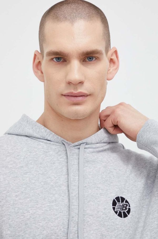 New Balance Dukserica New Balance za muškarce, boja: siva, s kapuljačom, melanž