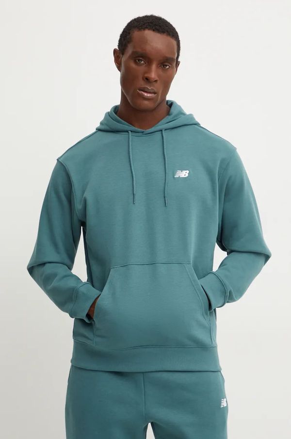New Balance Dukserica New Balance za muškarce, boja: zelena, s kapuljačom, bez uzorka, MT41508NUS