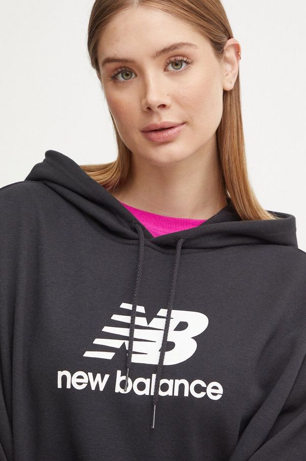 New Balance Dukserica New Balance za žene, boja: crna, s kapuljačom, s tiskom, WT41504BK
