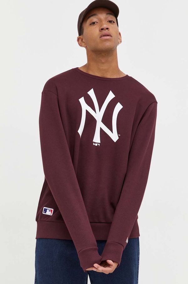 New Era Dukserica New Era za muškarce, boja: bordo, s tiskom, NEW YORK YANKEES